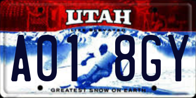 UT license plate A018GY