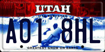 UT license plate A018HL