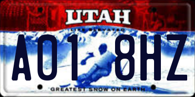 UT license plate A018HZ