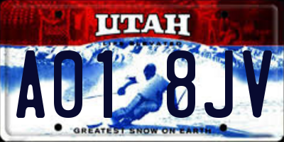 UT license plate A018JV