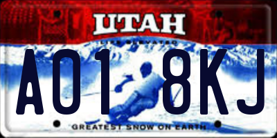 UT license plate A018KJ