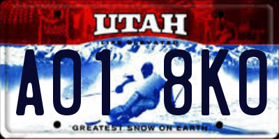 UT license plate A018KO