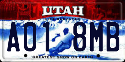 UT license plate A018MB