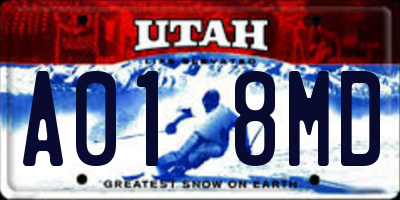 UT license plate A018MD