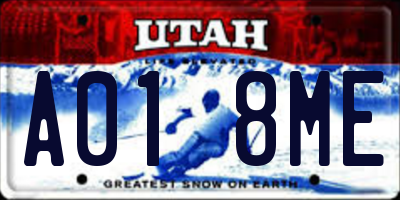 UT license plate A018ME