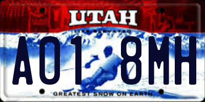 UT license plate A018MH