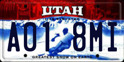 UT license plate A018MI