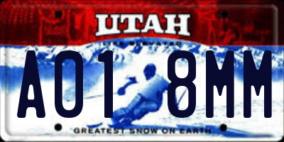 UT license plate A018MM