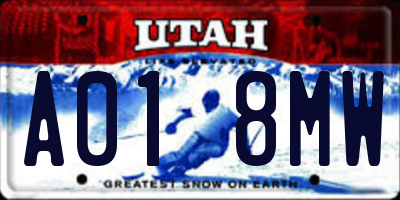 UT license plate A018MW