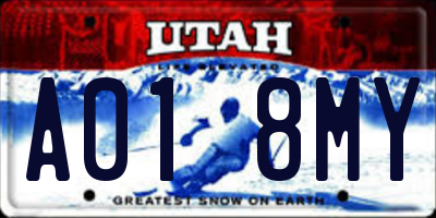 UT license plate A018MY