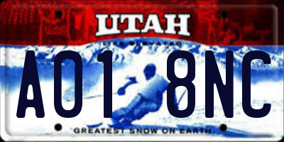 UT license plate A018NC