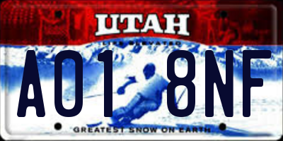 UT license plate A018NF