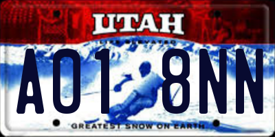 UT license plate A018NN