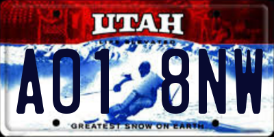 UT license plate A018NW