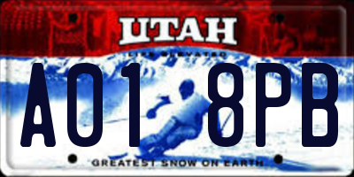 UT license plate A018PB