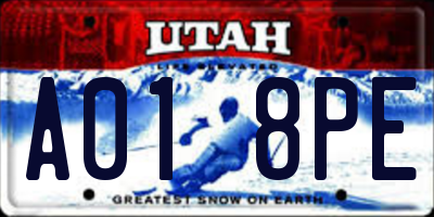 UT license plate A018PE