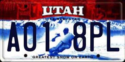 UT license plate A018PL