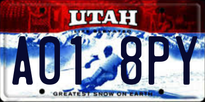 UT license plate A018PY