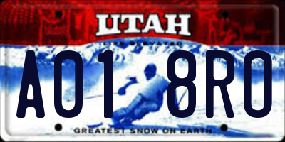 UT license plate A018RO