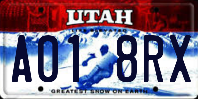 UT license plate A018RX