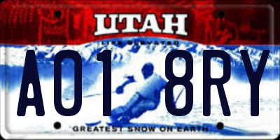 UT license plate A018RY