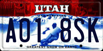 UT license plate A018SK