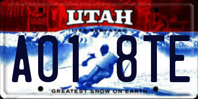 UT license plate A018TE