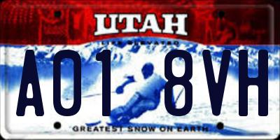 UT license plate A018VH