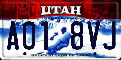 UT license plate A018VJ