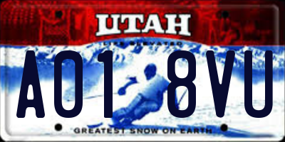 UT license plate A018VU