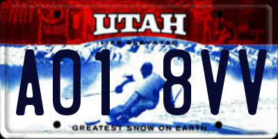 UT license plate A018VV