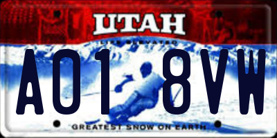 UT license plate A018VW