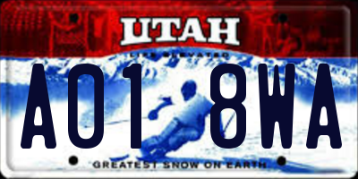 UT license plate A018WA