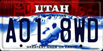 UT license plate A018WD