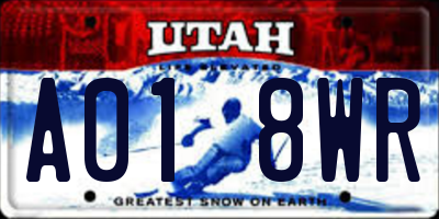 UT license plate A018WR