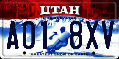 UT license plate A018XV