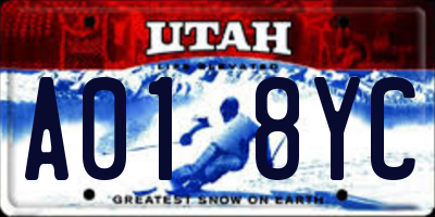 UT license plate A018YC