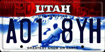 UT license plate A018YH