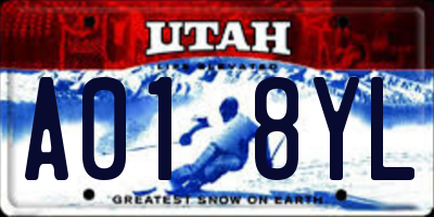 UT license plate A018YL