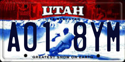 UT license plate A018YM