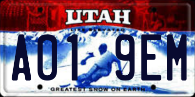 UT license plate A019EM