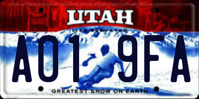 UT license plate A019FA