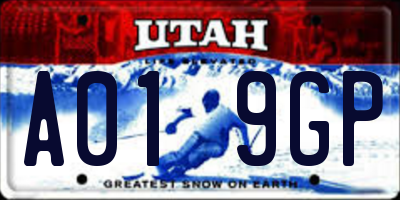 UT license plate A019GP