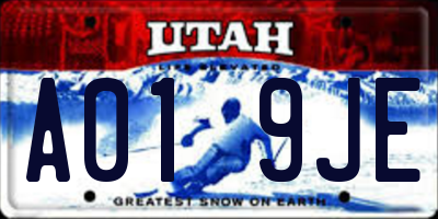 UT license plate A019JE