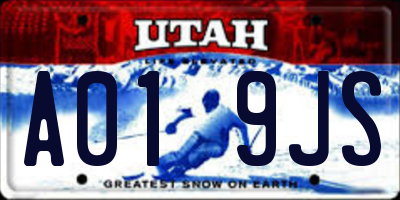 UT license plate A019JS