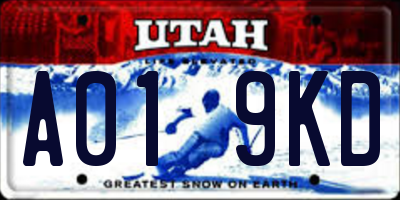 UT license plate A019KD