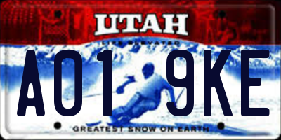 UT license plate A019KE