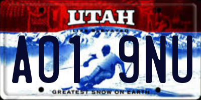 UT license plate A019NU