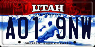 UT license plate A019NW