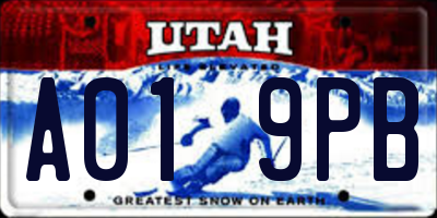 UT license plate A019PB